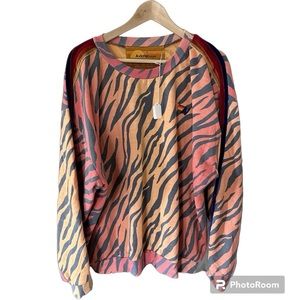 Aviator Nation Tiger Classic Relaxed Fit Sweatshirt Orange unisex size Large NWT